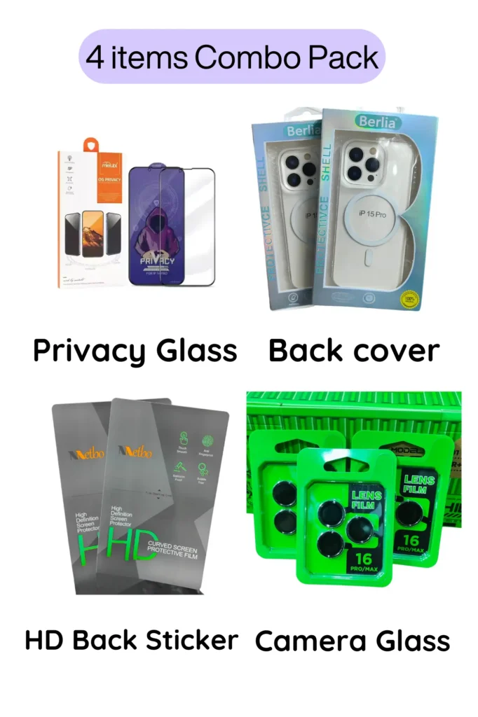 iPhone combo pack, iPhone Accessories, iPhone glass cover camera lens